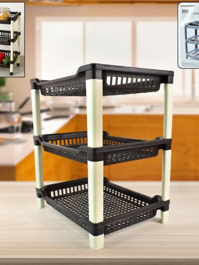 Plastic Storage Rack – 3-Tier Durable Multi-Use Organizer