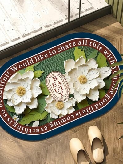Absorbent Bath Mat – Quick-Dry Anti-Slip Floral Design | Mist & Relax