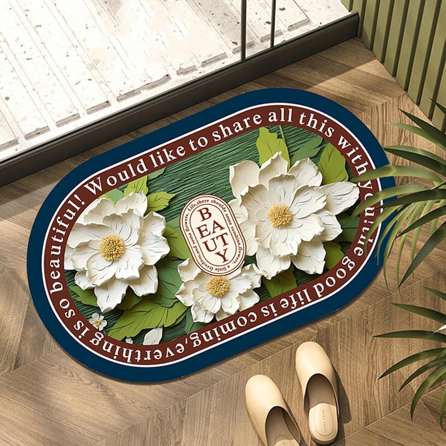 Absorbent Bath Mat – Quick-Dry Anti-Slip Floral Design | Mist & Relax