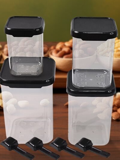 Air Tight Containers – 4 Pc Plastic Storage Set with Spoon