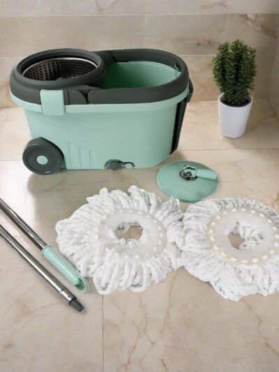 Spin Mop with Bucket – Steel Spin & Microfiber Heads | Ganesh