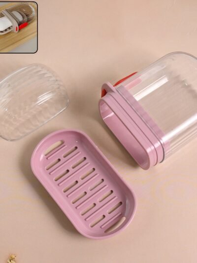 Plastic Soap Dish with Dust-Proof Lid & Drain Tray – Durable & Stylish