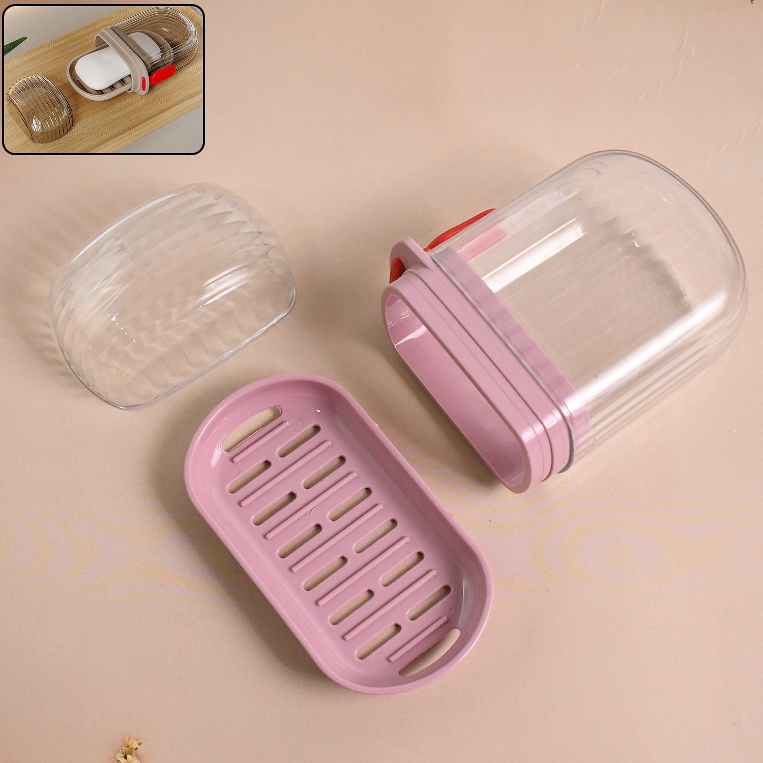 Plastic Soap Dish with Dust-Proof Lid & Drain Tray – Durable & Stylish