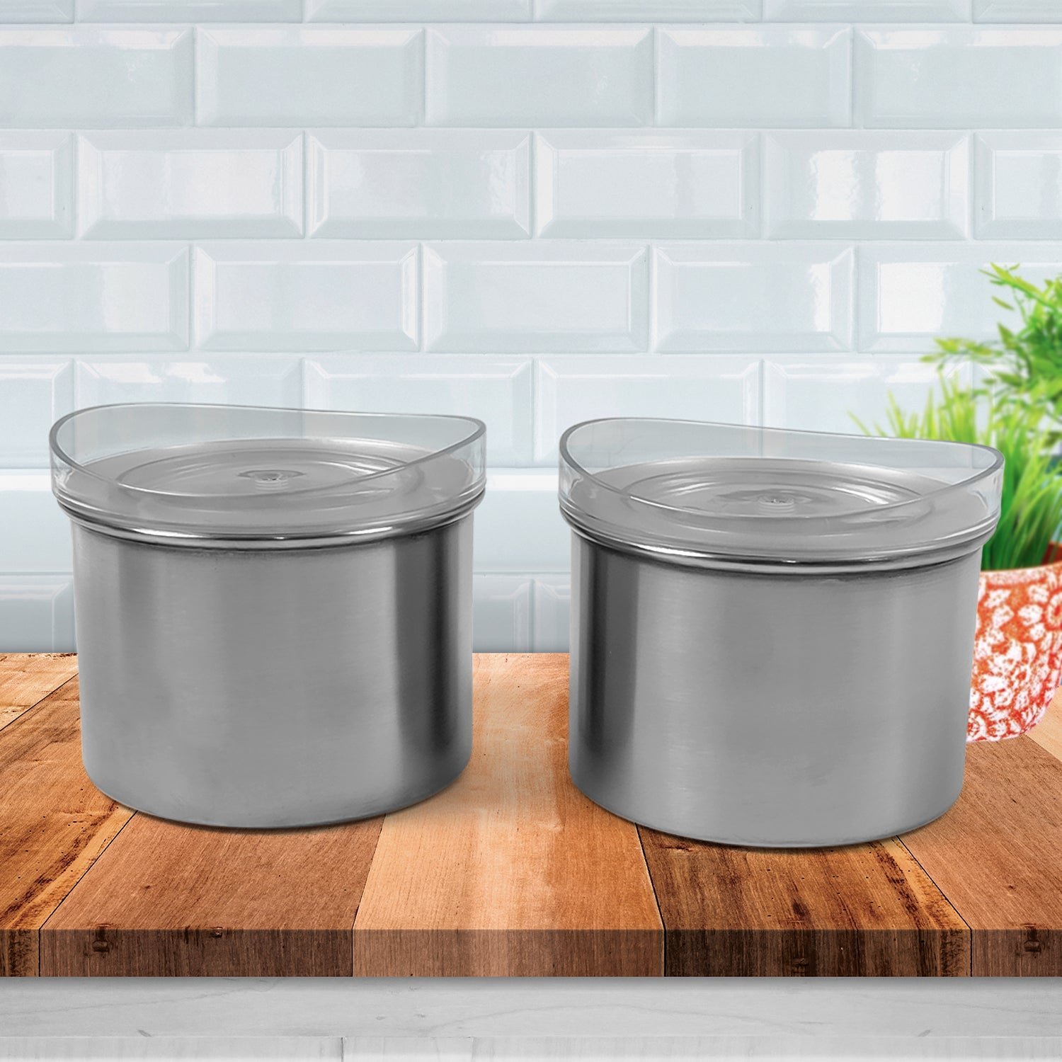 Airtight Stainless Steel Containers � See-Through Lid, 500ML (Set of 2) | Konvex