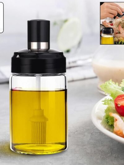 Glass Oil Dispenser Bottle with Silicone Basting Brush – Precise 250ml