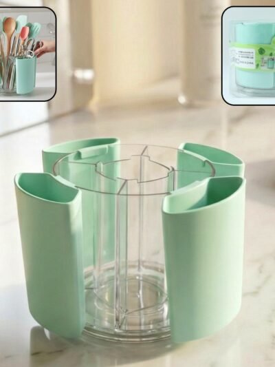 Rotating Pen Holder – 5 Compartment Desk Organizer Stand