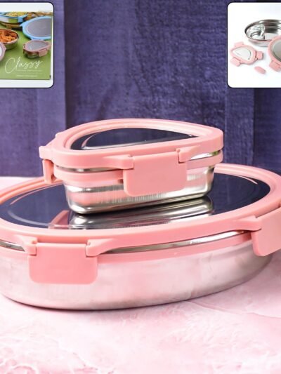 Stainless Steel Lunch Box Set – Leakproof & Durable 2-Piece