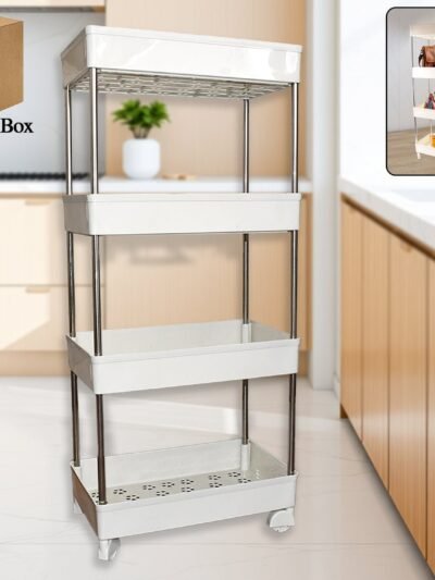 4 Layer Kitchen Rack – Durable Steel & Plastic Storage