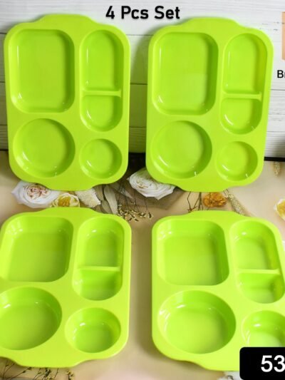 5-Compartment Food Plates – Unbreakable & Multicolor Set | Jiaqi