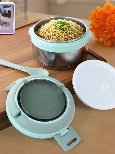 Insulated Lunch Box 400ml – Leakproof Stainless Steel Tiffin with Folding Spoon