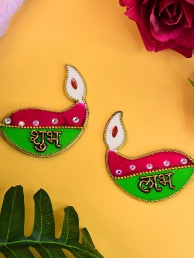 Shubh Labh Diya Wall Hangings – Set of 2 Decorative Pieces