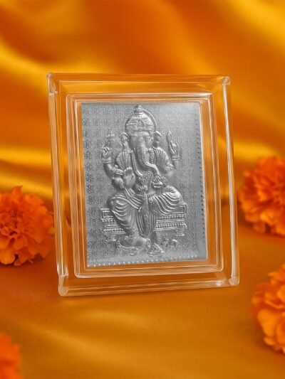 Lord Ganesha Silver-Plated Photo Frame – Elegant Spiritual Decor
