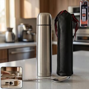 Stainless Steel Vacuum Flask � 1000ML with Carry Bag & Spoon