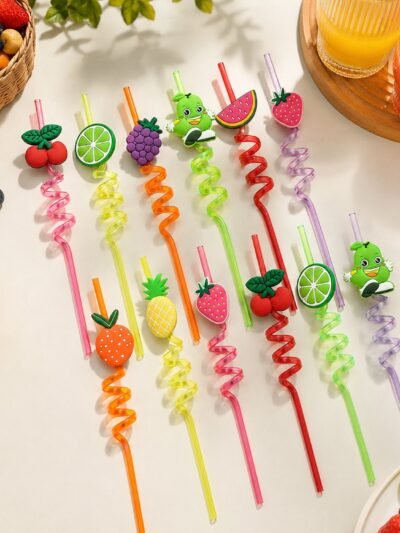 Reusable Plastic Straws – Cartoon Truck Design, 12 Pcs | Siplix