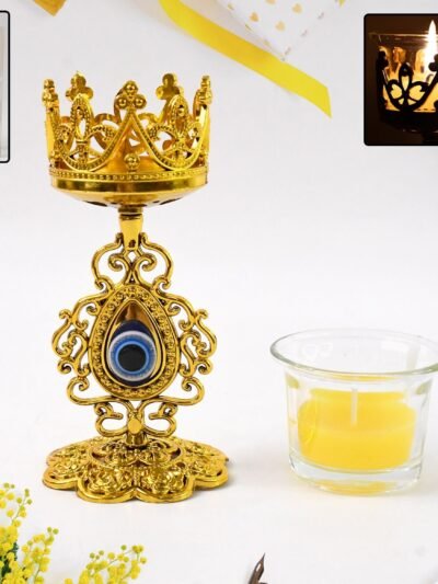 Diwali Candle Holder – Smokeless Glass Tea Light with Plastic Stand