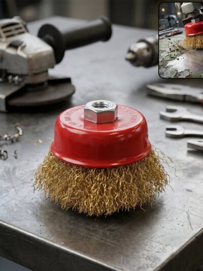 Heavy Duty Gold Wire Cup Brush � Durable Metal Cleaning Tool