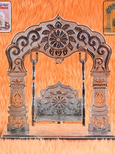 Bal Gopal Jhula – Silver-Coated Decorative Swing for Krishna Idol