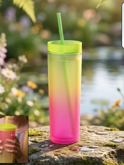 Gradient Plastic Drinking Tumbler – Reusable & Spill Proof