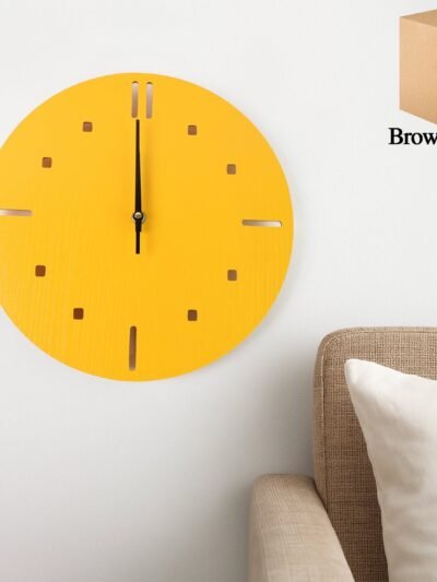Yellow Silent Wall Clock – Modern Non-Ticking Timepiece