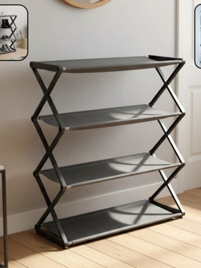 4 Layer Foldable Shoe Rack – Space-Saving Storage Solution