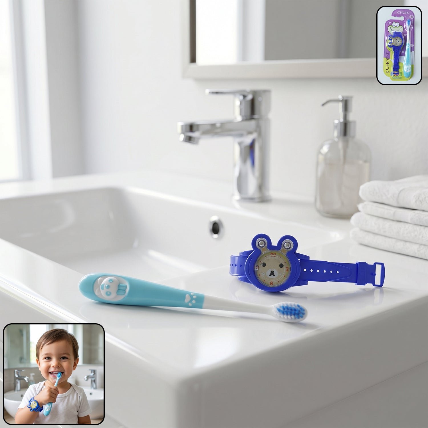 Kids Toothbrush with Cartoon Watch Toy � Fun & Effective Oral Care