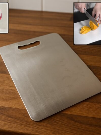 Stainless Steel Cutting Board – Rustproof with Handle 229x330mm