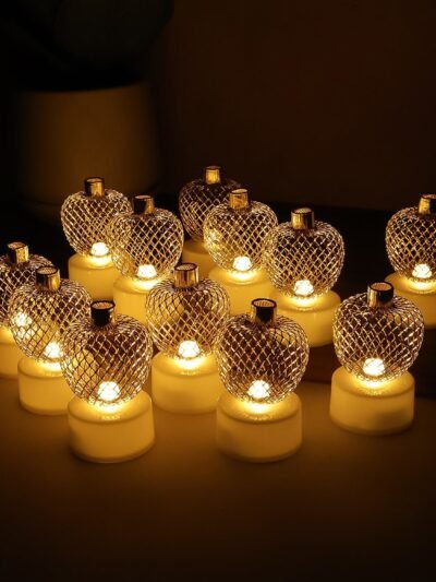 Apple Shape LED Tealight Candles – Flameless Decorative Set of 12