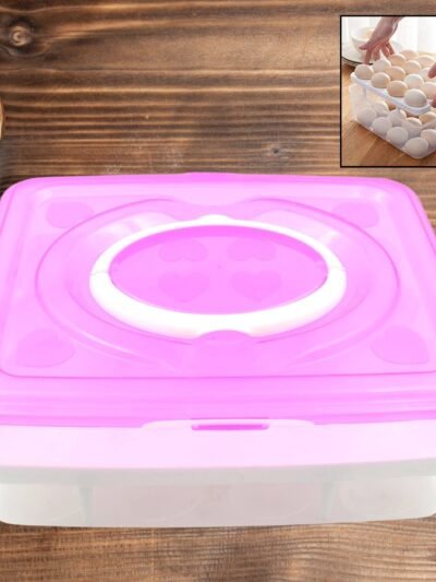 32-Grid Egg Tray with Lid & Handle – 2-Layer Egg Storage | Organivo