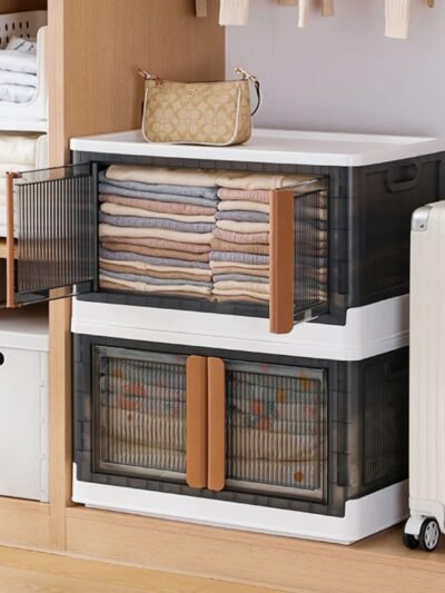 Plastic Folding Wardrobe Organizer – Portable Storage with Wheels