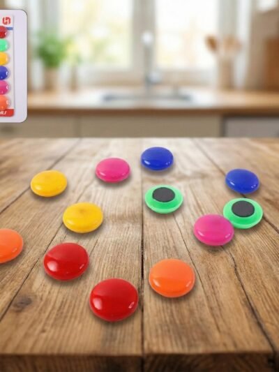 Round Refrigerator Magnets – Strong Colorful 12 Pc Set