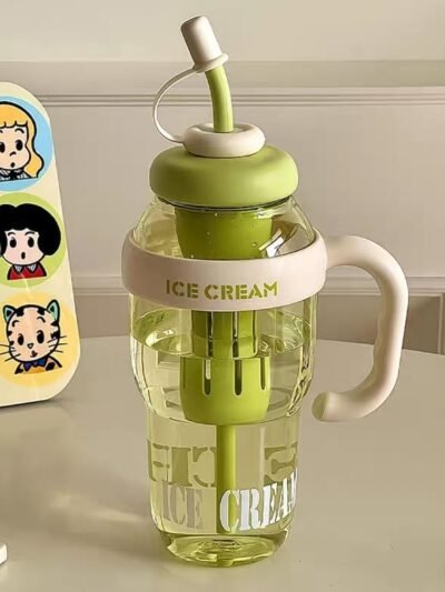 Ice Cream Themed Water Bottle – 1300ML Large Capacity Leakproof Sipper