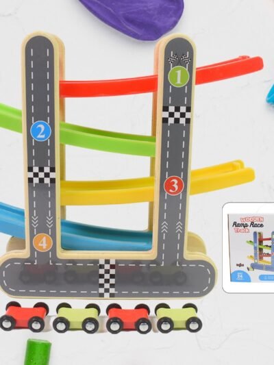 Wooden Race Track � 4-Level Car Ramp Set for Toddlers | Action Legion