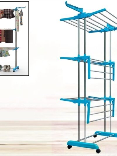 Cloth Drying Stand – 3-Layer Foldable Stainless Steel | FreshAura
