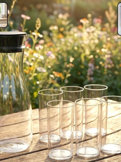Plastic Water Jug and Glass Set – Durable, Lightweight Drinkware