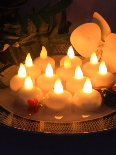 LED Floating Candles – Smokeless Lotus Set of 12 for Festive Decor