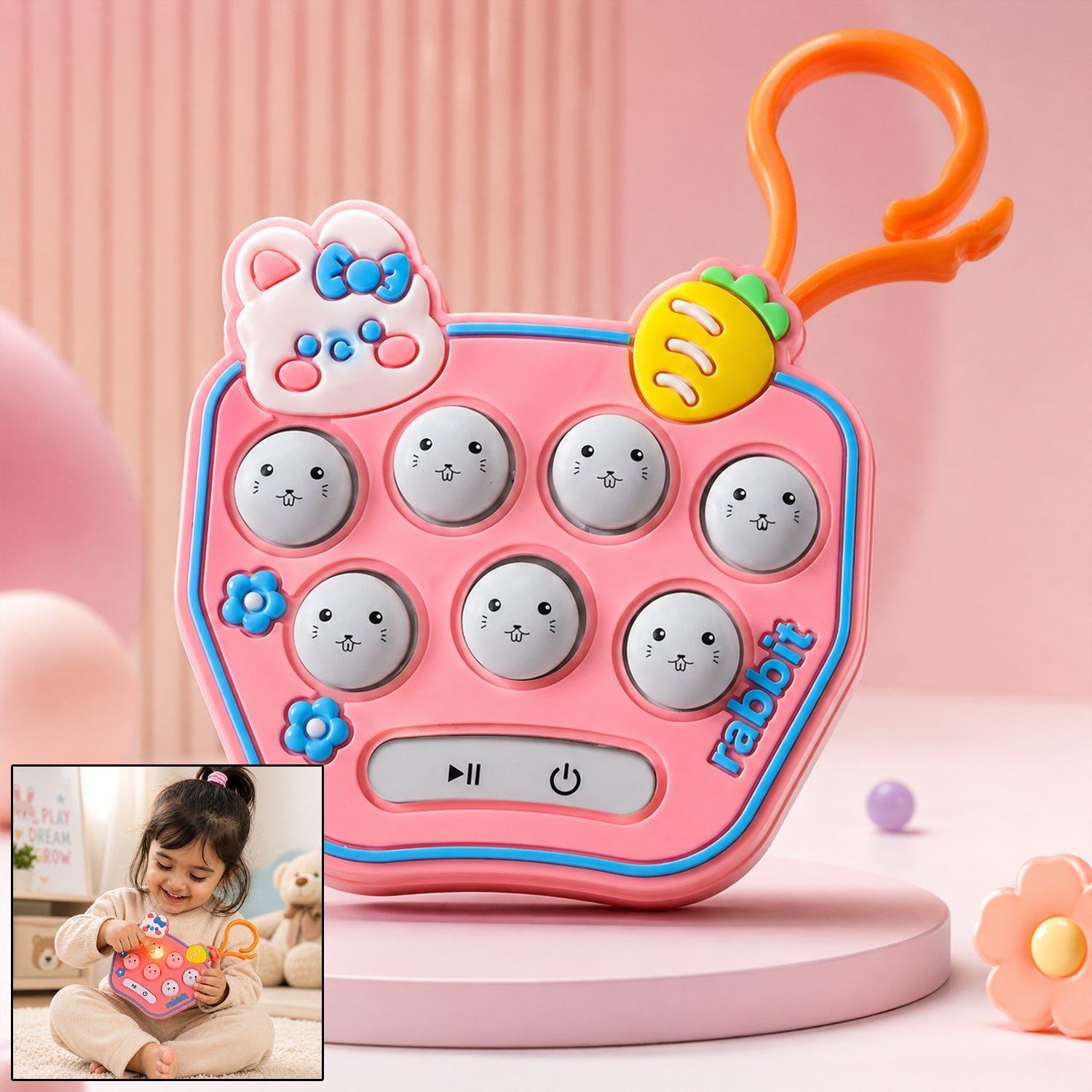 Cute Cartoon Music Push Button Toy Keychain � Light & Portable Fun