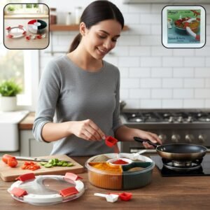 Plastic 5-compartment Spice Storage Box – Easy Kitchen Organization