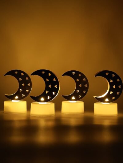Moon Shaped Flameless LED Candles – Cozy Ambient Glow, Set of 4