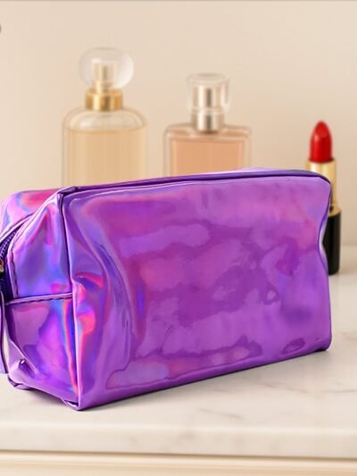 Holographic Waterproof Travel Cosmetic Pouch – Stylish & Durable