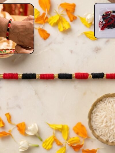 Handmade Rakhi � Traditional Beaded Thread with Golden Accents