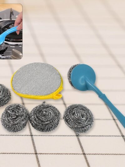 Kitchen Cleaning Set – 6-in-1 Stainless Steel Scrubber