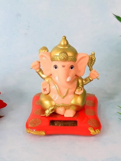 Lord Ganesh Idol with Solar-Powered Base – Medium Decorative Statue