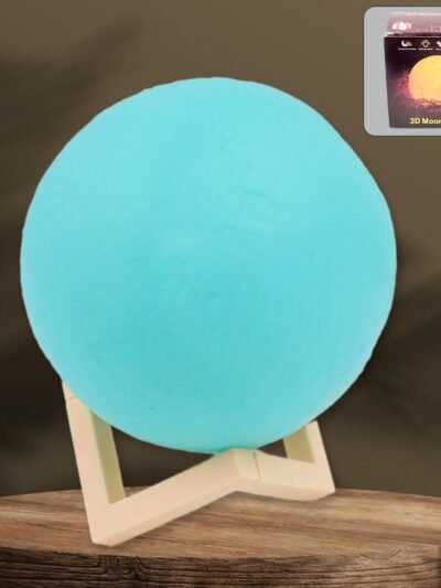 Moon Night Lamp – Blue 3D LED with Plastic Stand | Indo Glow