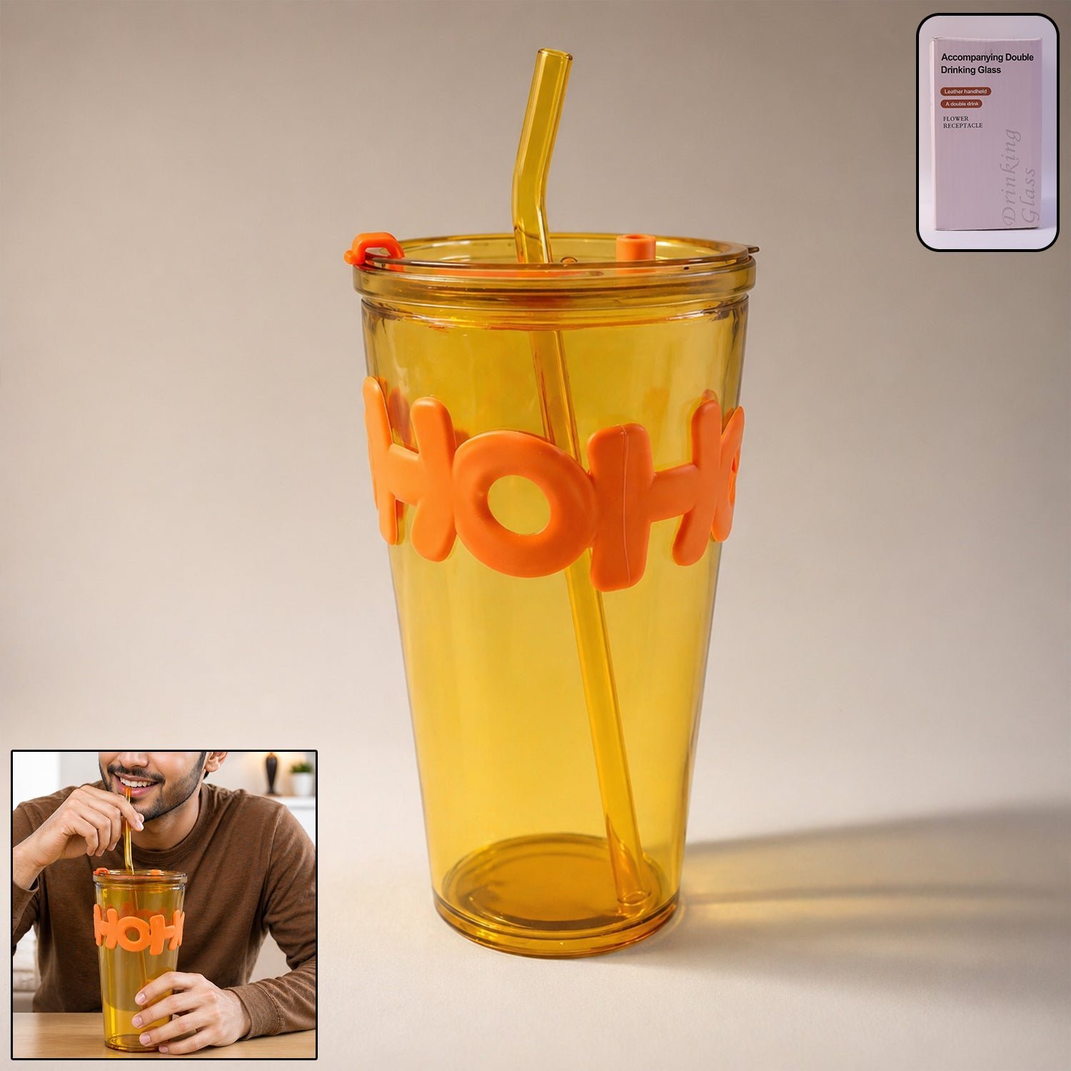 Glass Tumbler with Lid and Straw � Leak-Resistant & Stylish