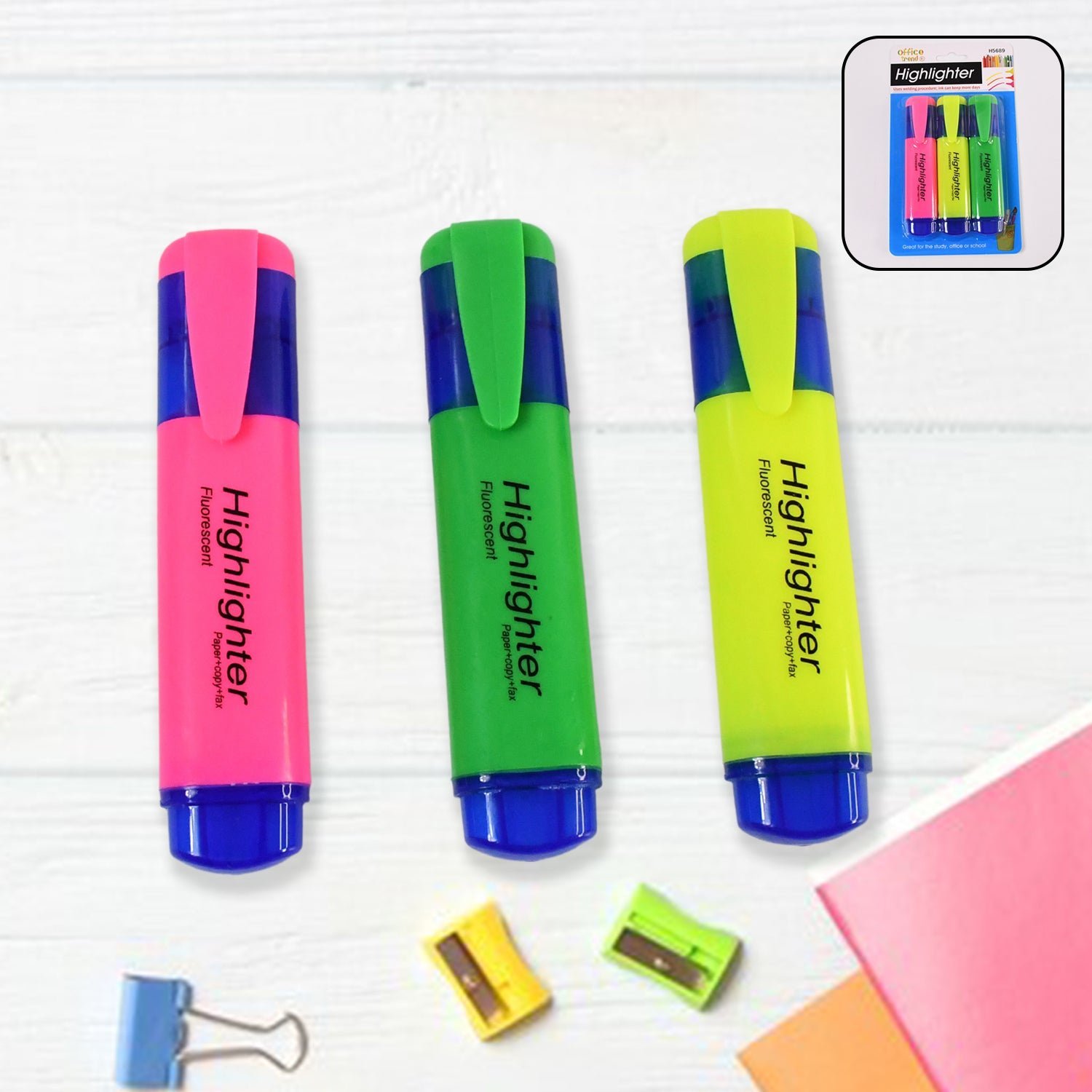 Assorted Color Highlighter Pens – Water-Based Broad Tip Set