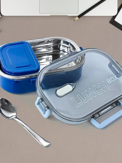 Steel Lunch Box – Airtight, Leak-Proof, Dual Compartment 1000ml