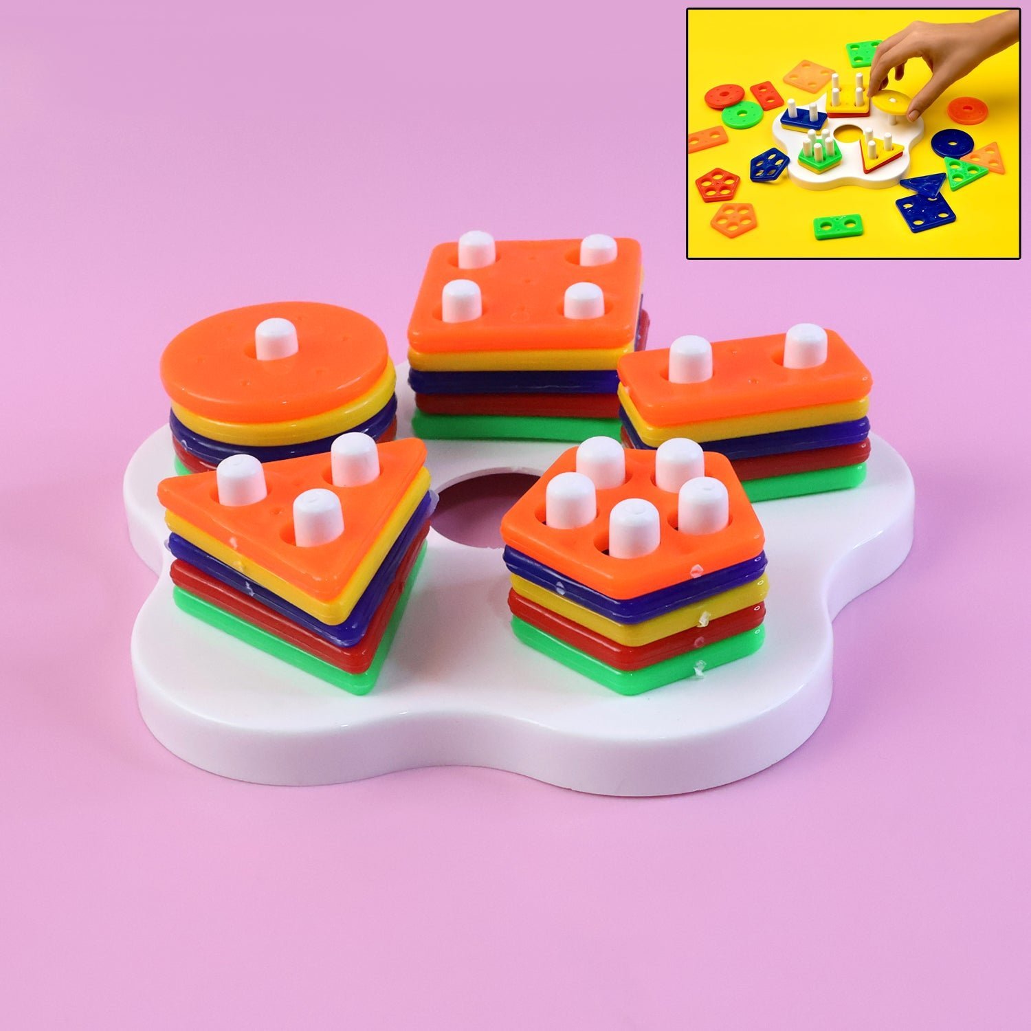 Geometric Stacking Sorter Toy – Toddler Shape Learning & Skills