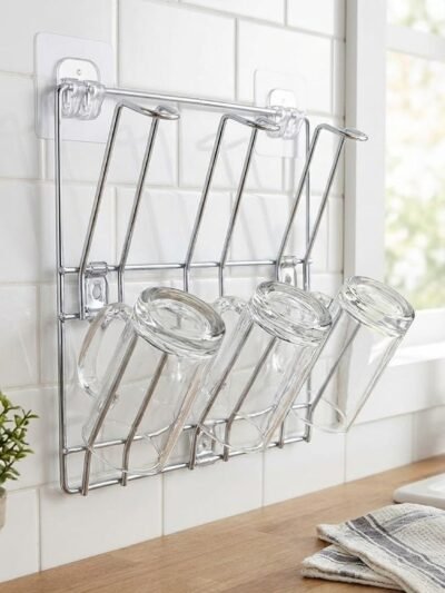 Stainless Steel Mug Holder Rack – Space-Saving Kitchen Organizer