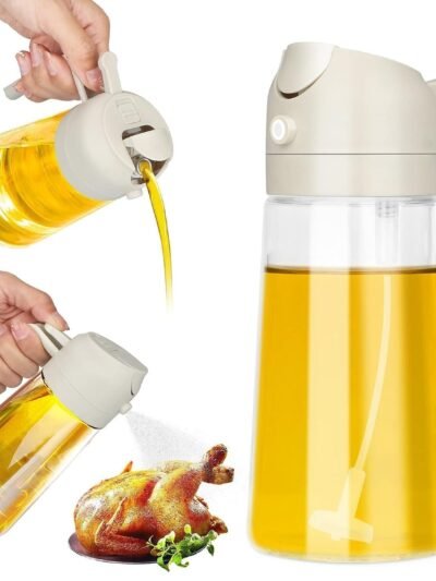 Glass Oil Dispenser Bottle – 2-in-1 Pour & Spray, 500 ml