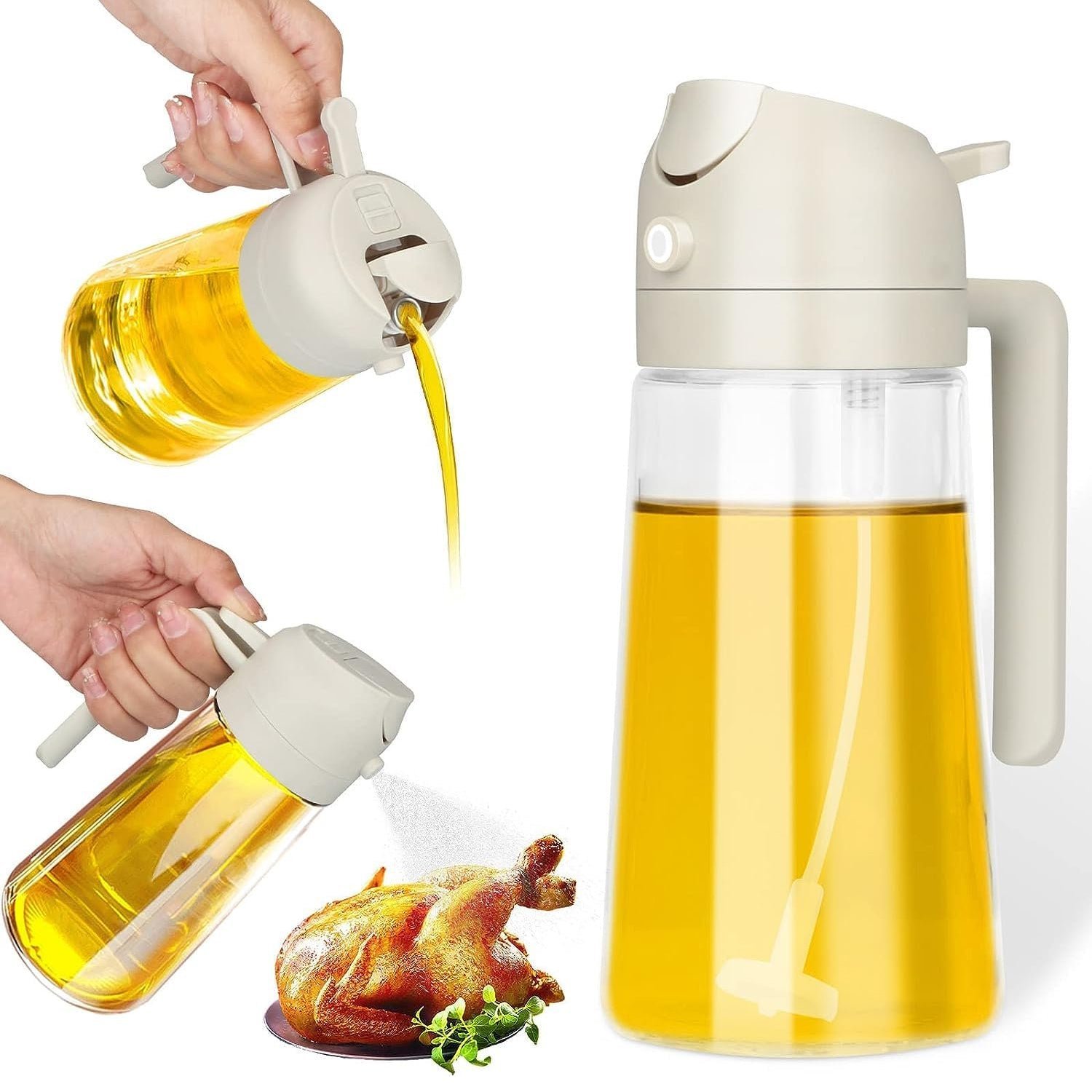 Glass Oil Dispenser Bottle – 2-in-1 Pour & Spray, 500 ml